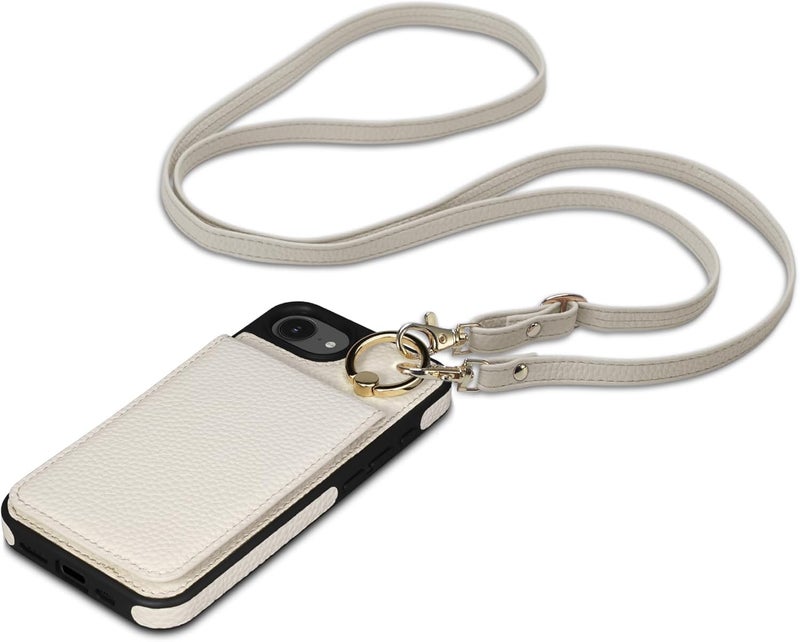 Keallce Case for iPhone 16e 6.1'', Detachable Crossbody Case Wallet with RFID Blocking Card Holder, 360ｰRing Stand, Folio Leather Phone Cover Shoulder Lanyard Strap Lady for iPhone 16e 2025, White - Image 1